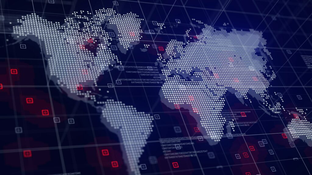 Digital World Map Hologram Blue Background Digital World Map Hologram Blue Background